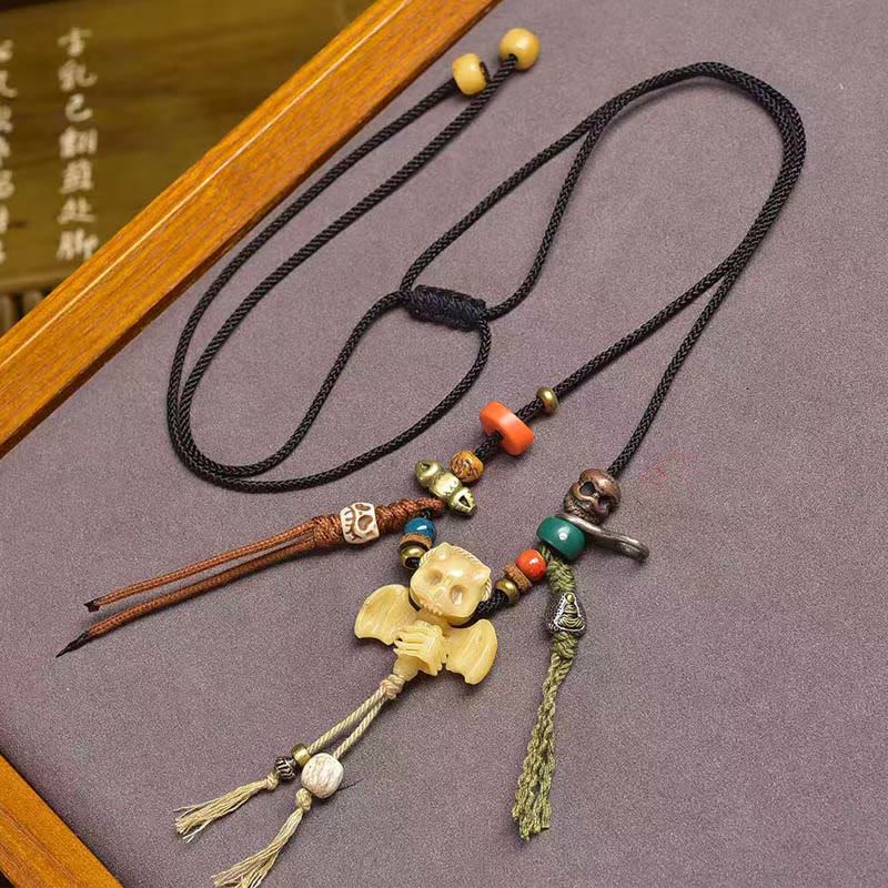 Tibetan Skull The Lord of the Corpse Forest New Beginning Rope Necklace Pendant