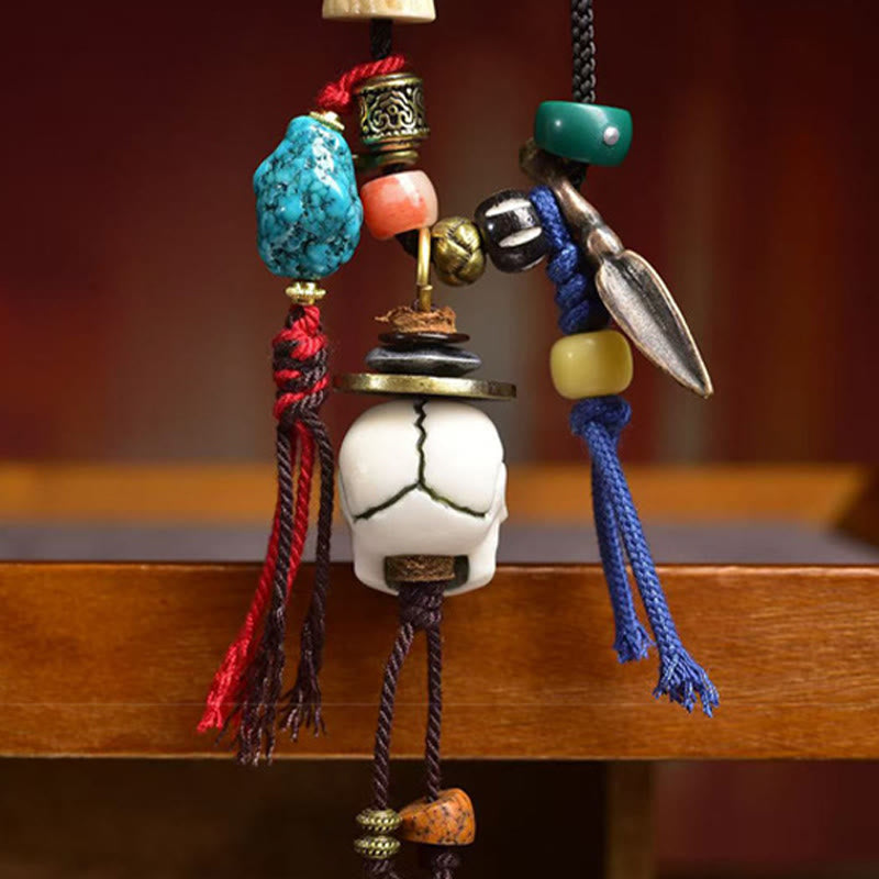 Tibetan Skull The Lord of the Corpse Forest New Beginning Rope Necklace Pendant