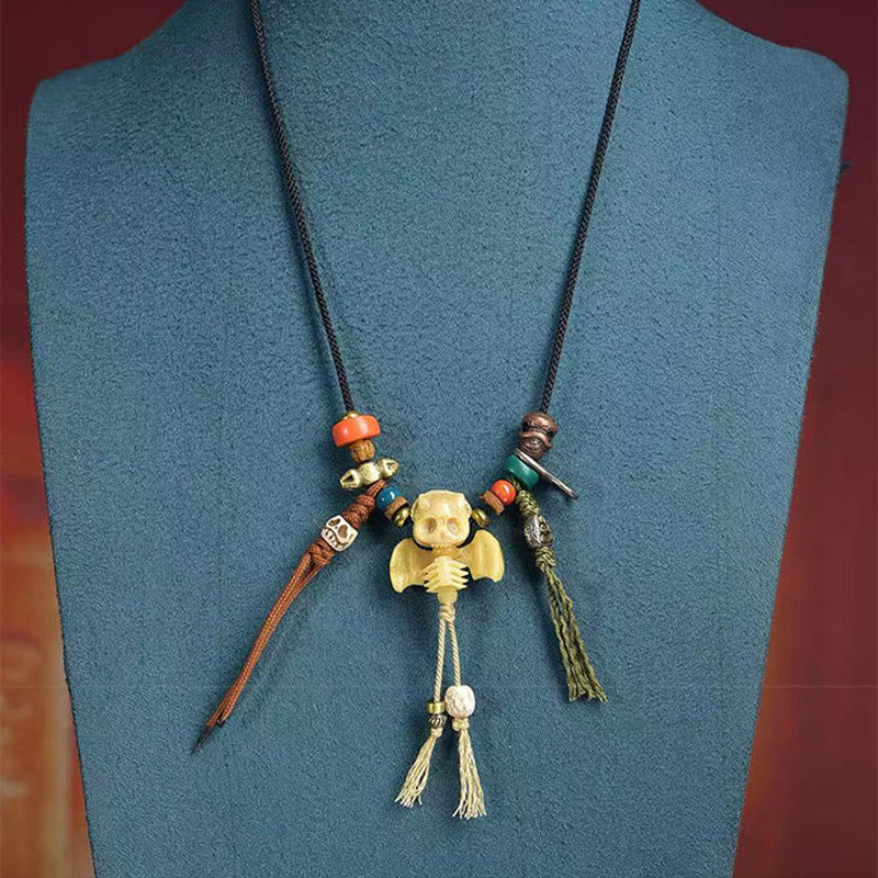 Tibetan Skull The Lord of the Corpse Forest New Beginning Rope Necklace Pendant