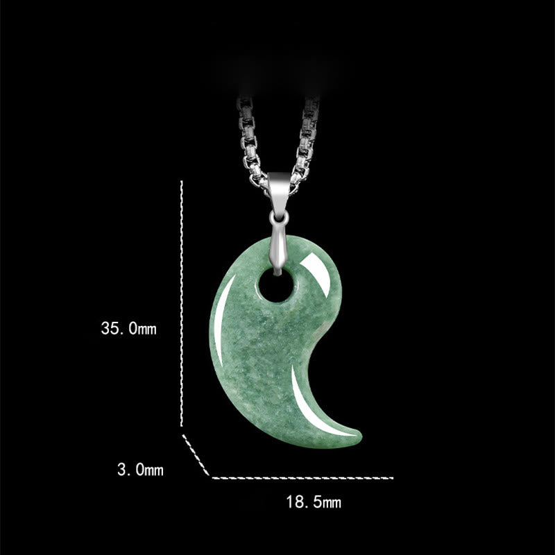 925 Sterling Silver Teardrop Design Jade Titanium Steel Chain Necklace Luck Pendant