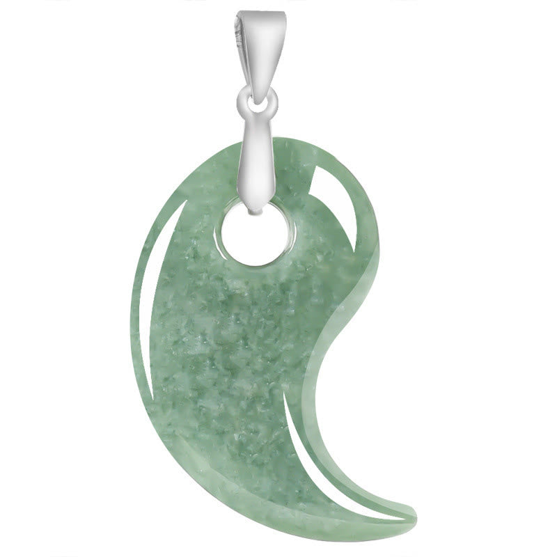 925 Sterling Silver Teardrop Design Jade Titanium Steel Chain Necklace Luck Pendant