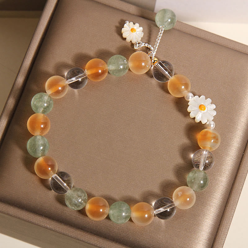 Natural Daisy Candy Agate Green Strawberry Quartz Healing Bracelet