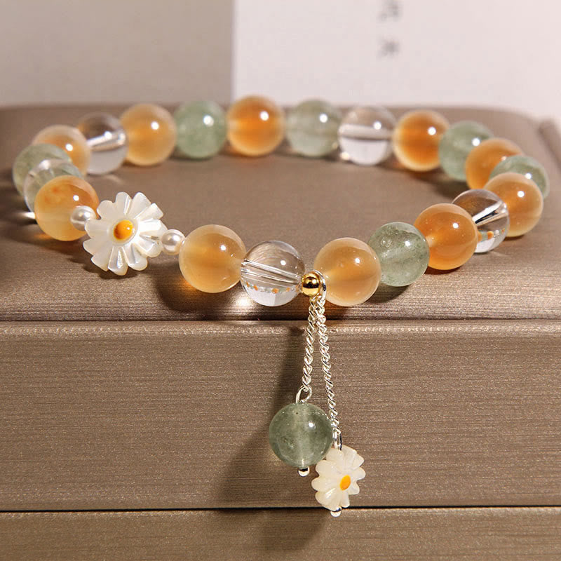 Natural Daisy Candy Agate Green Strawberry Quartz Healing Bracelet