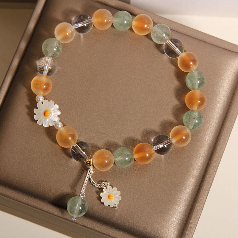 Natural Daisy Candy Agate Green Strawberry Quartz Healing Bracelet