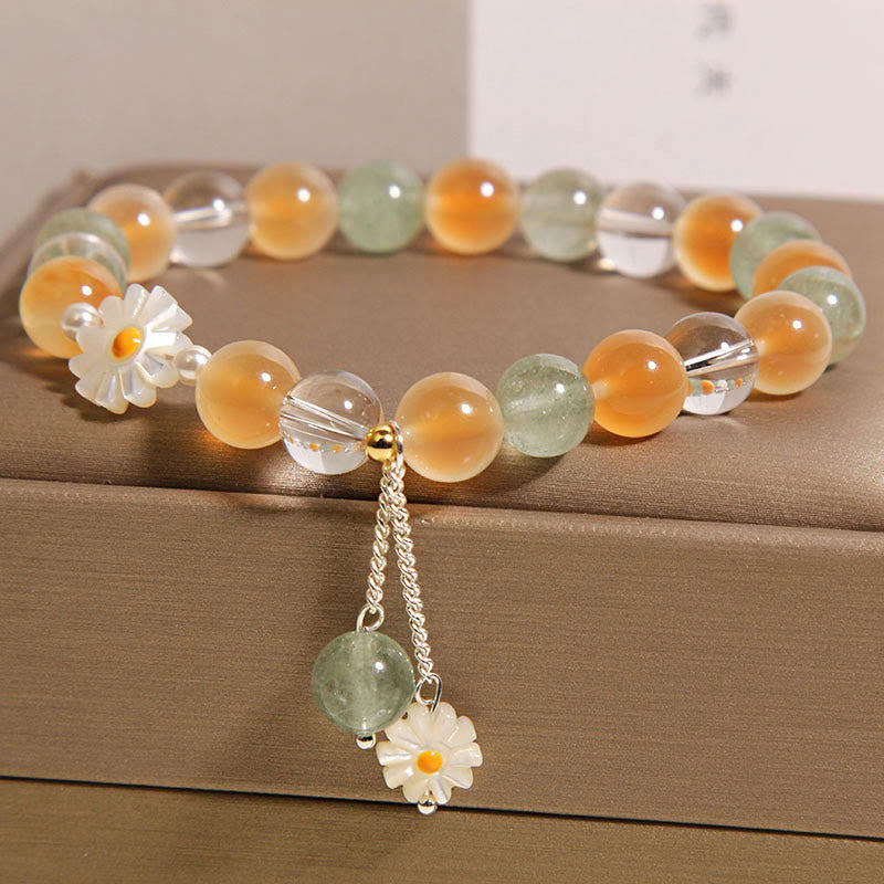 Natural Daisy Candy Agate Green Strawberry Quartz Healing Bracelet
