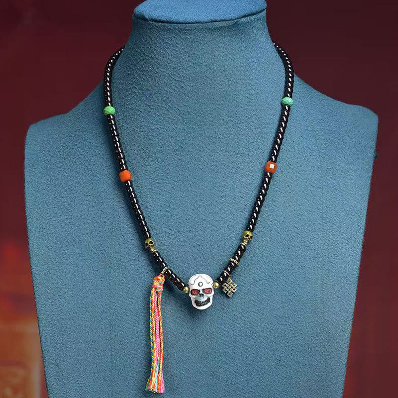 Handmade Tibetan Coconut Shell and Copper Citipati Symbol Bracelet