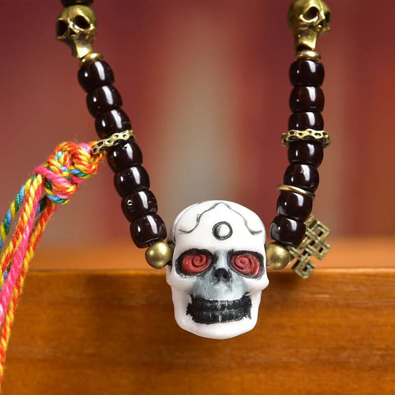 Handmade Tibetan Coconut Shell and Copper Citipati Symbol Bracelet