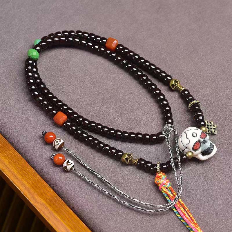 Handmade Tibetan Coconut Shell and Copper Citipati Symbol Bracelet