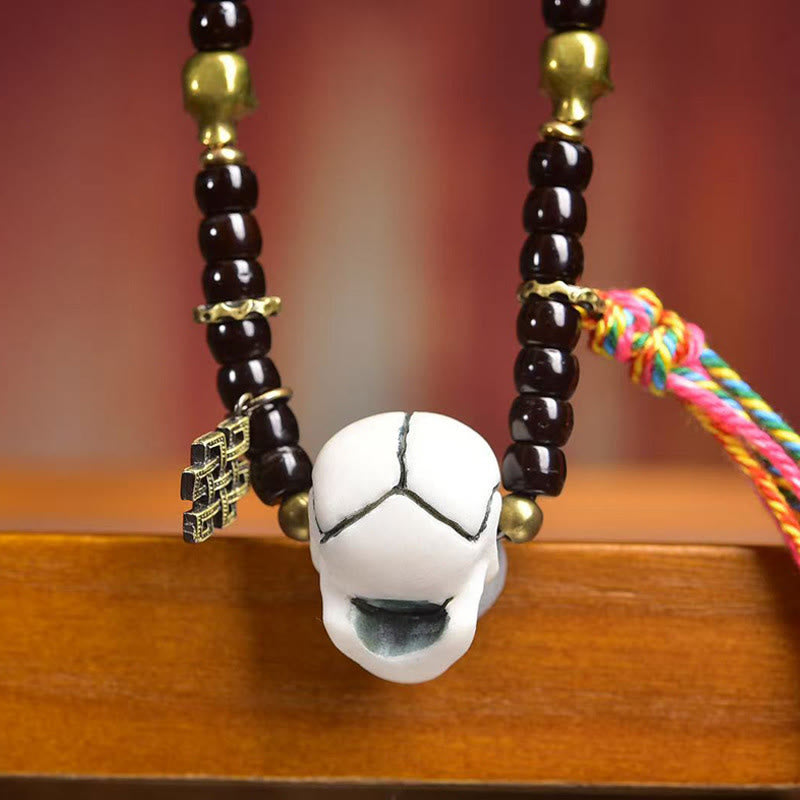 Handmade Tibetan Coconut Shell and Copper Citipati Symbol Bracelet
