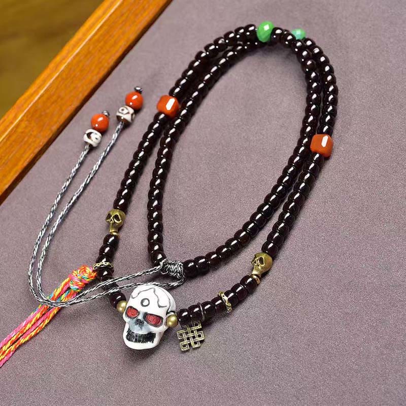 Handmade Tibetan Coconut Shell and Copper Citipati Symbol Bracelet