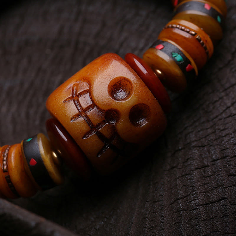 Tibet Bone Beads The Lord Of The Corpse Forest Reminders of Our Impermanence Bracelet