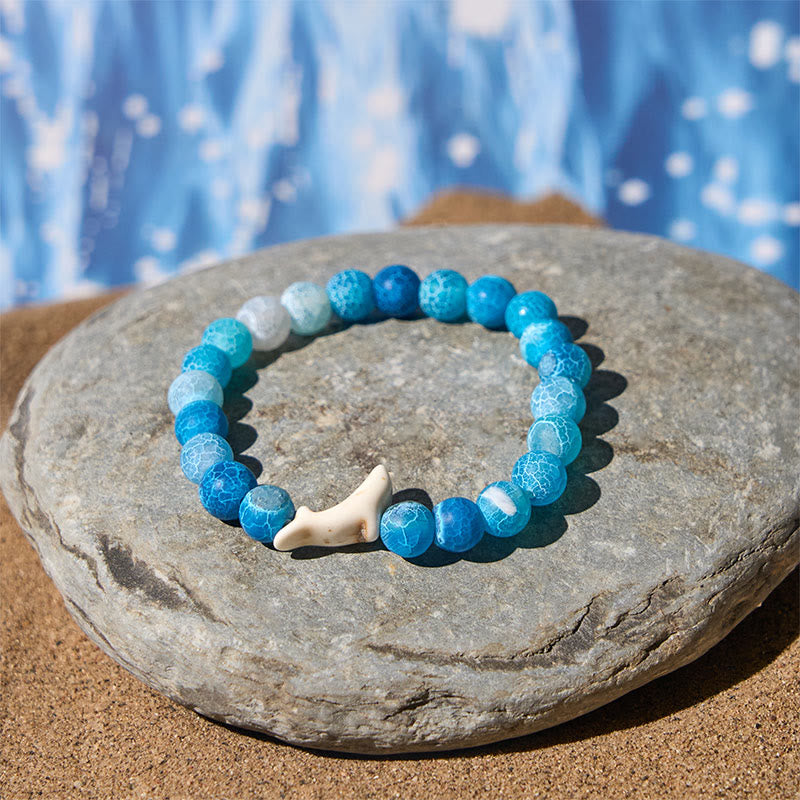 Natural Stone Dolphin Charm Beaded Energy Bracelet