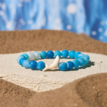 Natural Stone Dolphin Charm Beaded Energy Bracelet