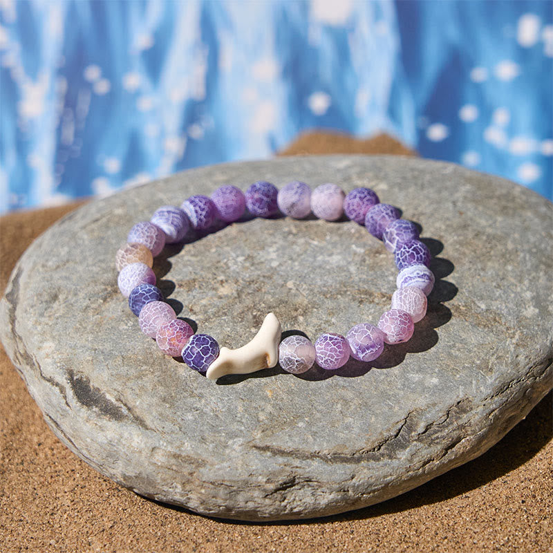Natural Stone Dolphin Charm Beaded Energy Bracelet