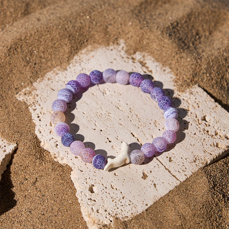 Natural Stone Dolphin Charm Beaded Energy Bracelet