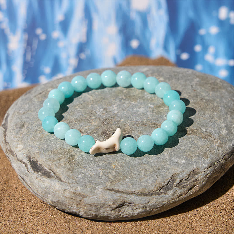 Natural Stone Dolphin Charm Beaded Energy Bracelet