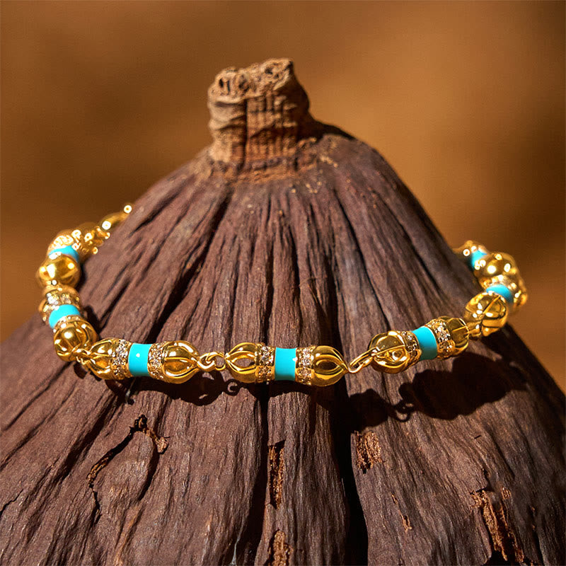 24K Gold Plated Brass & Copper Vajra Adjustable Bracelet