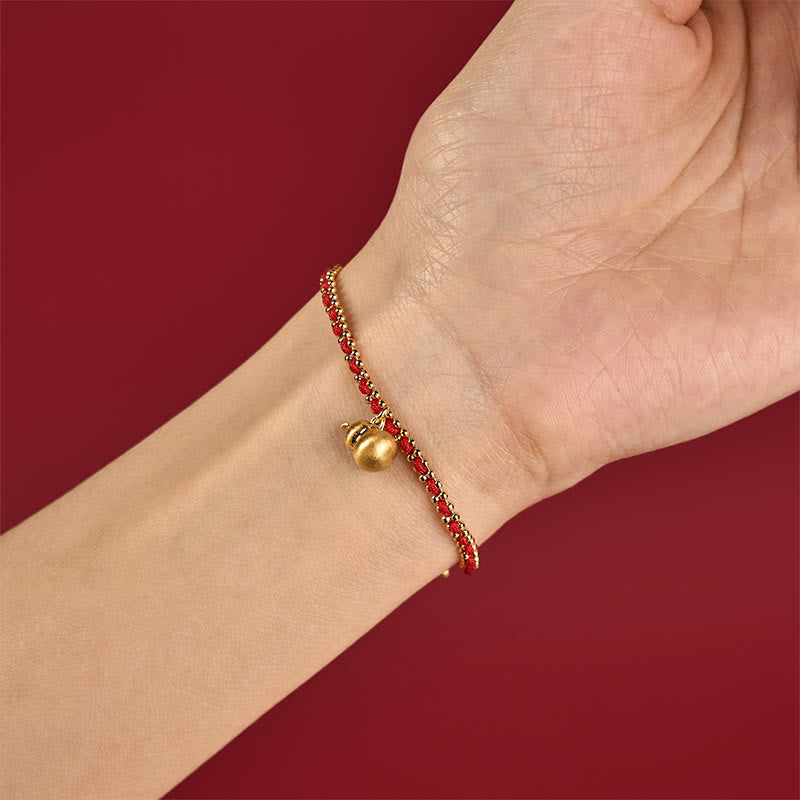 Resilience Red String Brass & Copper Wu Lou Gourd Adjustable Bracelet