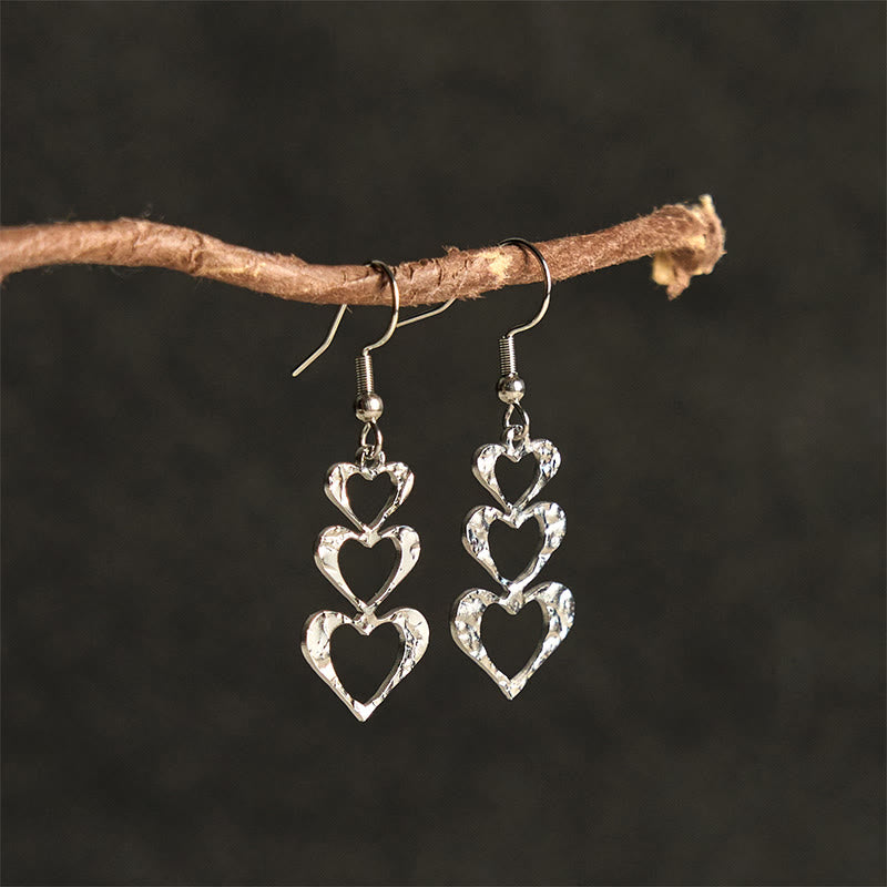 Minimalist Hammered Titanium Steel Balance Stud Earrings