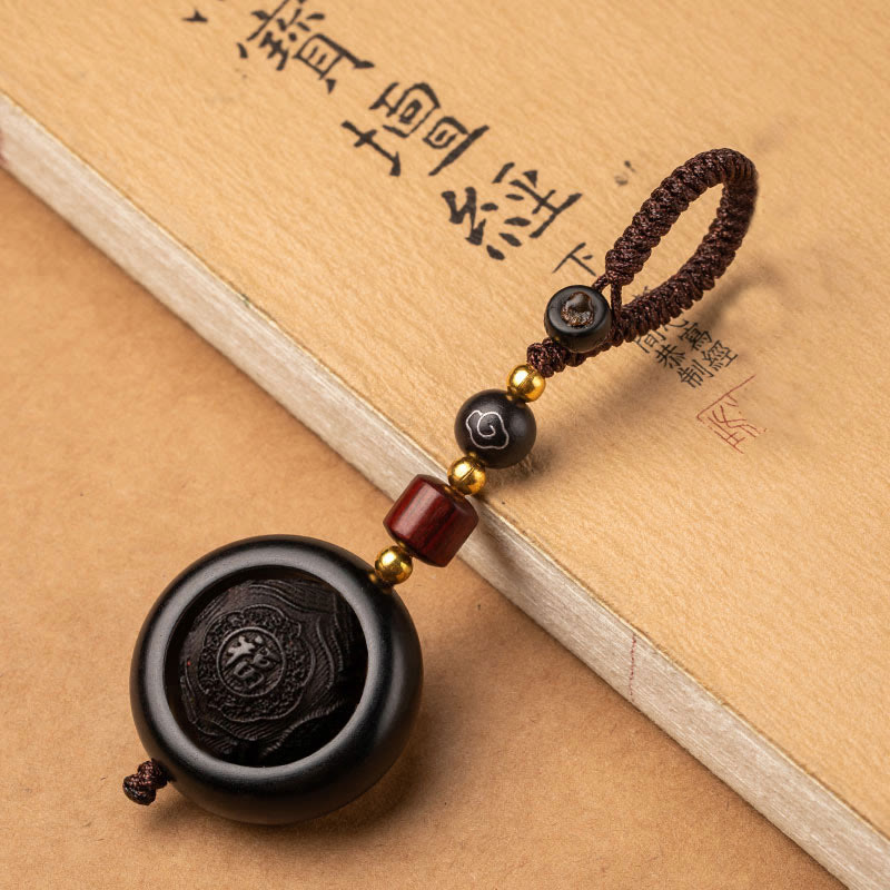 Tibetan Small Leaf Red Sandalwood Ebony Luck Protection Rotation Decoration