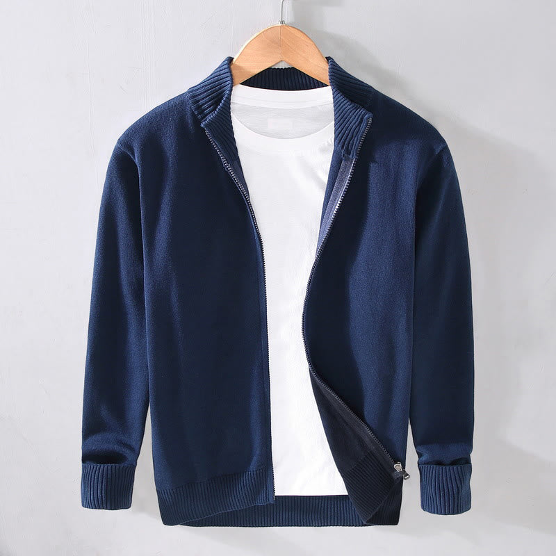 Tactile Cotton Slim Fit Stand Collar Mindful Jacket