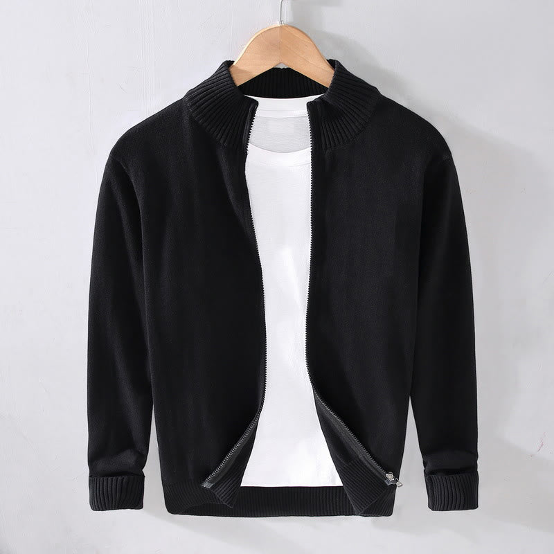 Tactile Cotton Slim Fit Stand Collar Mindful Jacket