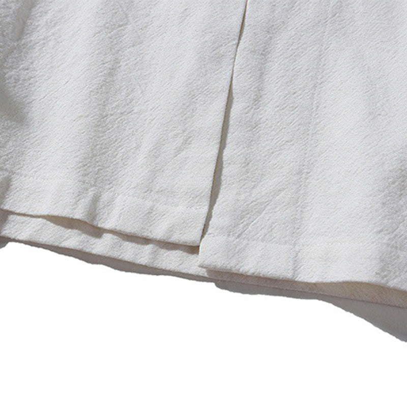 Tactile Cotton-Blend Mandarin Collar Meditative Shirt