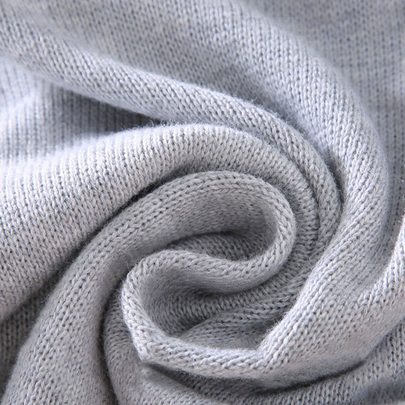 Ribbed Solid Color Hem Design Men's Mock Neck Long Sleeve Pure Cotton Sweater