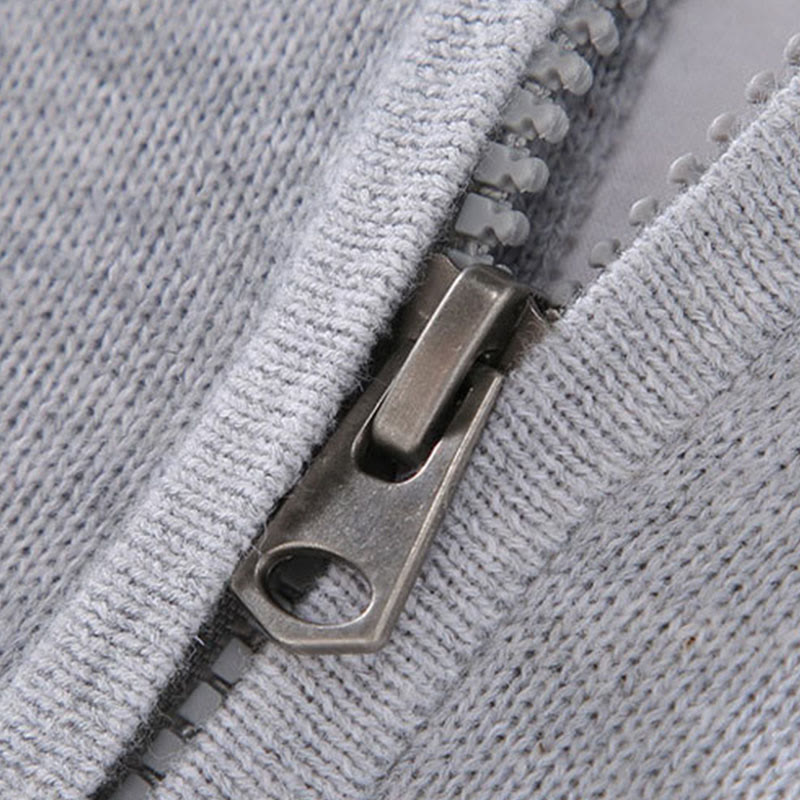 Ribbed Solid Color Hem Design Men's Mock Neck Long Sleeve Pure Cotton Sweater