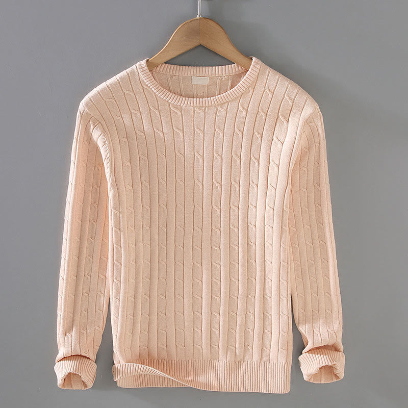 Tactile Cotton Cable Knit Grounding Crewneck Sweater