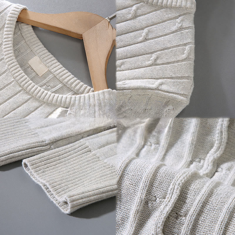 Tactile Cotton Cable Knit Grounding Crewneck Sweater