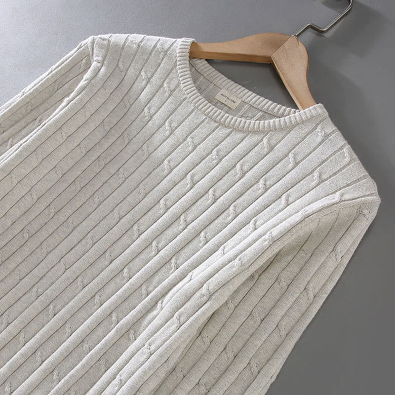 Tactile Cotton Cable Knit Grounding Crewneck Sweater