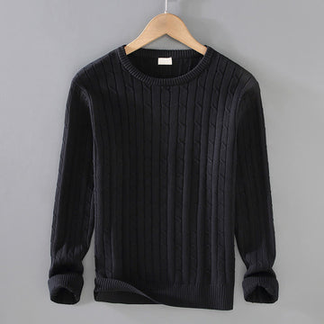 Tactile Cotton Cable Knit Grounding Crewneck Sweater