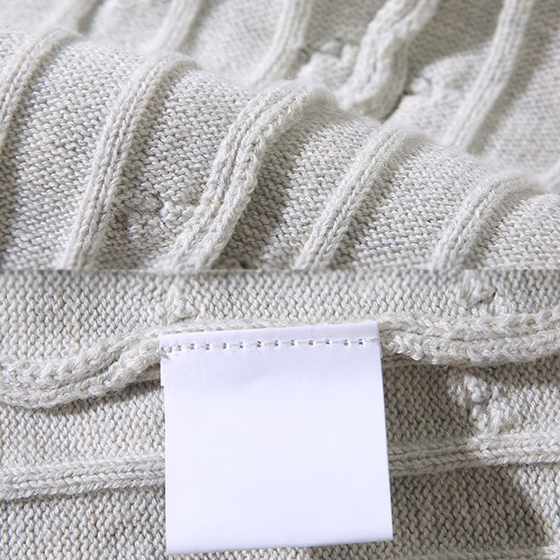 Tactile Cotton Cable Knit Grounding Crewneck Sweater