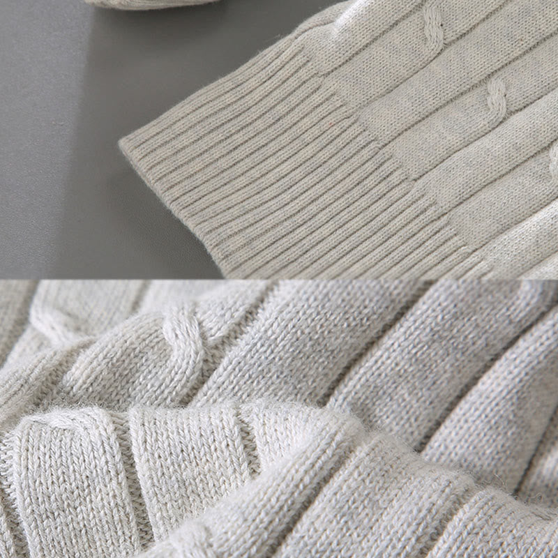 Tactile Cotton Cable Knit Grounding Crewneck Sweater