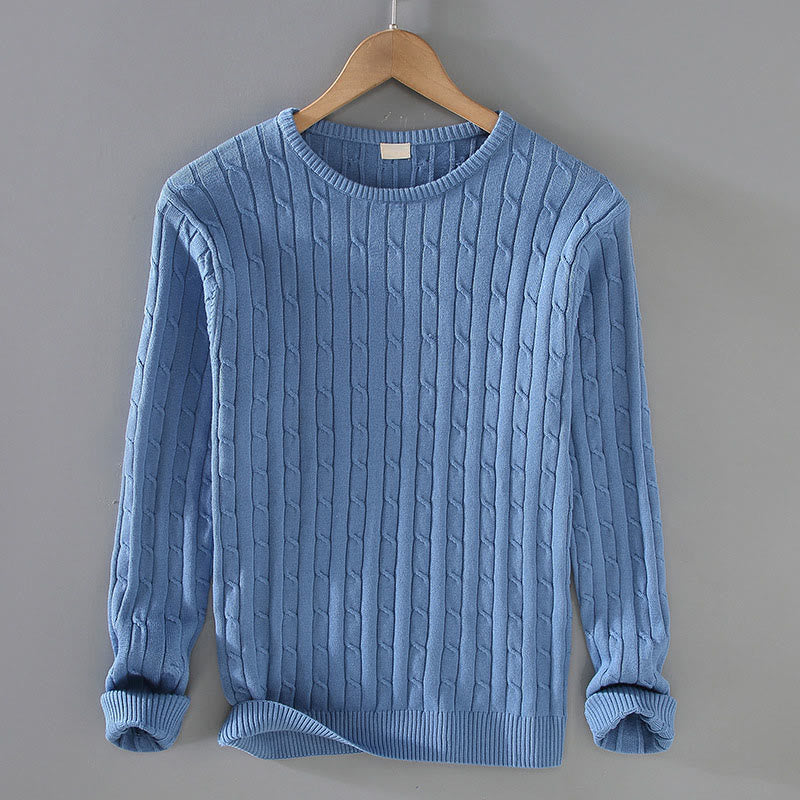 Tactile Cotton Cable Knit Grounding Crewneck Sweater