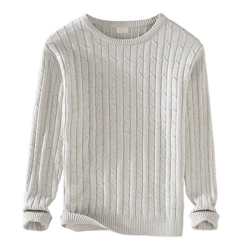 Tactile Cotton Cable Knit Grounding Crewneck Sweater