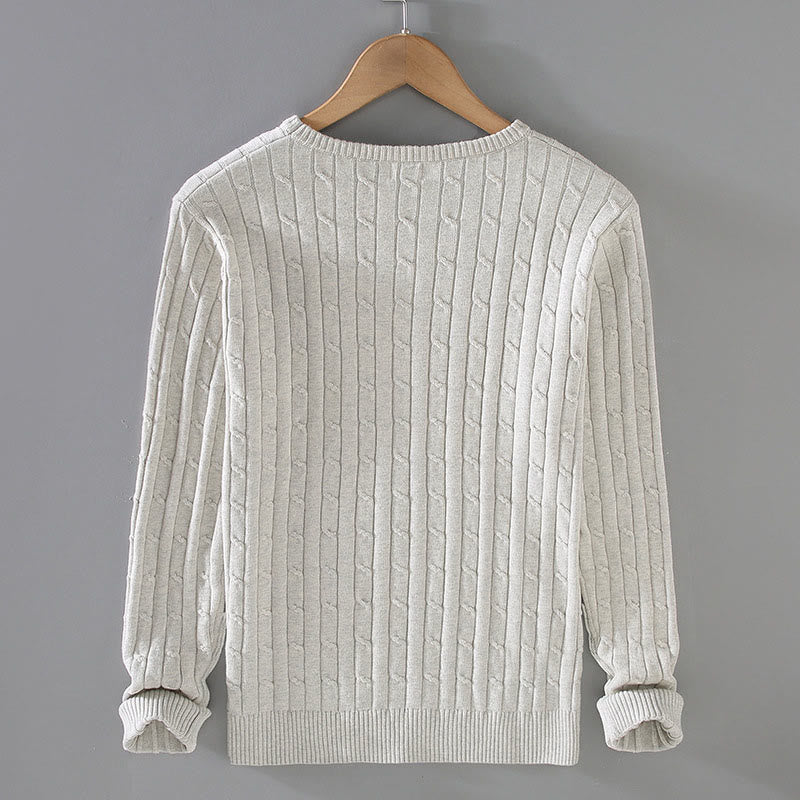 Tactile Cotton Cable Knit Grounding Crewneck Sweater