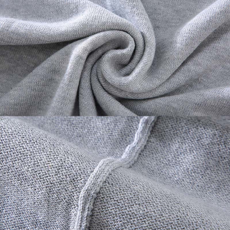Ribbed Design Pure Cotton Thermal Men's Crew Neck Long Sleeve Sweater