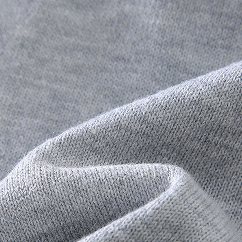 Ribbed Design Pure Cotton Thermal Men's Crew Neck Long Sleeve Sweater