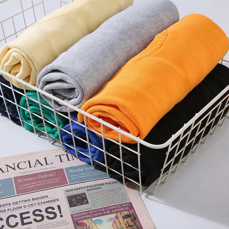 Ribbed Design Pure Cotton Thermal Men's Crew Neck Long Sleeve Sweater