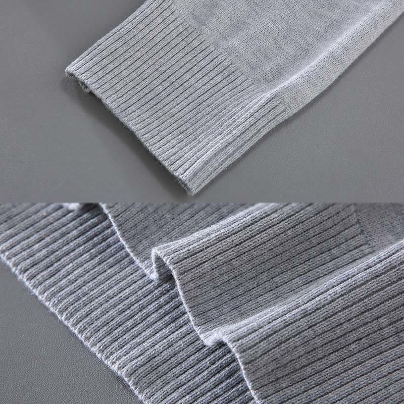 Ribbed Design Pure Cotton Thermal Men's Crew Neck Long Sleeve Sweater