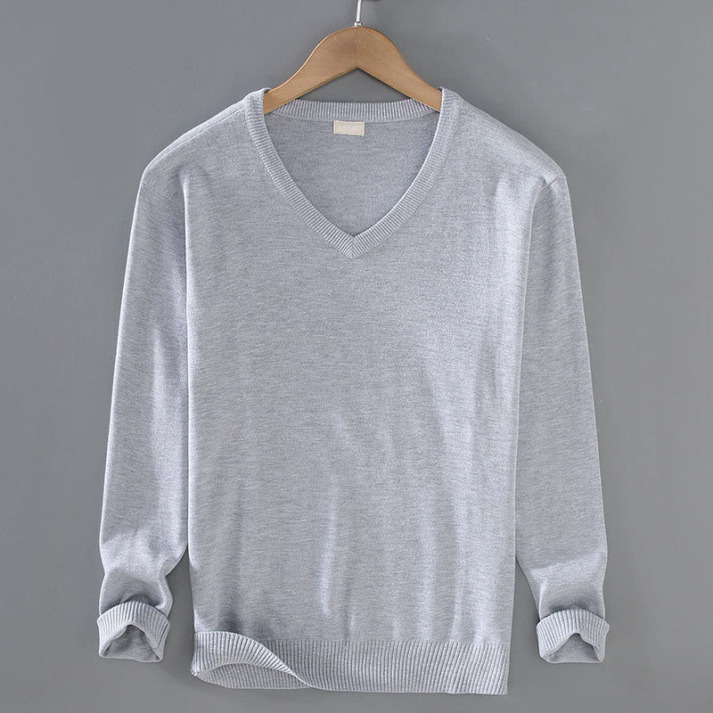 Tactile Cotton Slim-Fit Grounding V-Neck Sweater
