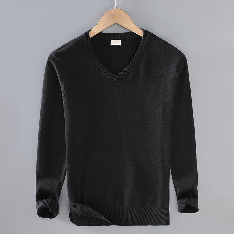Tactile Cotton Slim-Fit Grounding V-Neck Sweater