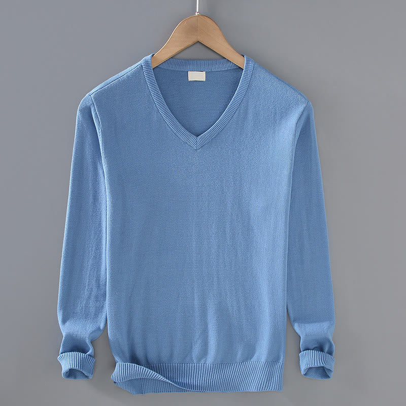 Tactile Cotton Slim-Fit Grounding V-Neck Sweater