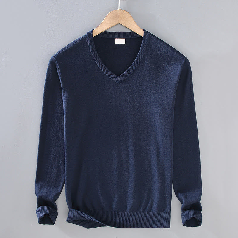Tactile Cotton Slim-Fit Grounding V-Neck Sweater