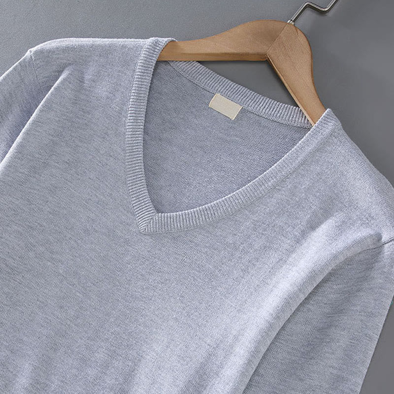 Tactile Cotton Slim-Fit Grounding V-Neck Sweater