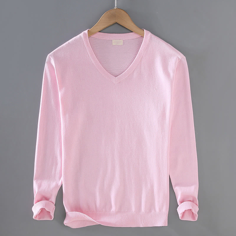 Tactile Cotton Slim-Fit Grounding V-Neck Sweater