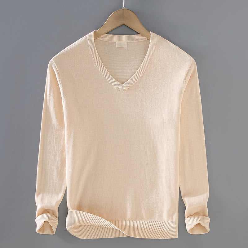 Tactile Cotton Slim-Fit Grounding V-Neck Sweater
