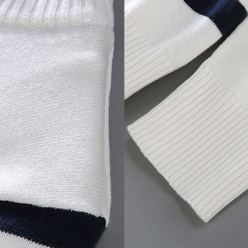 Tactile Cotton Striped Half-Zip Grounding Men's Sweater